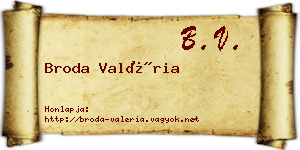 Broda Valéria névjegykártya